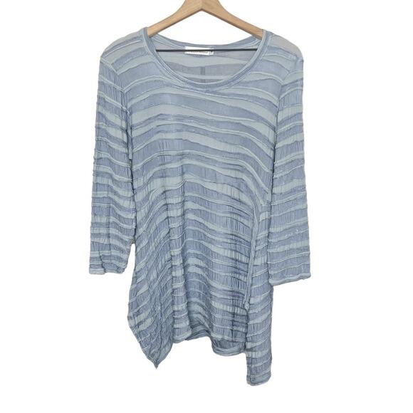 CUT LOOSE Lagenlook Women's Medium Textured Knit Swing Tunic Top Periwinkle Blue - Picture 1 of 11